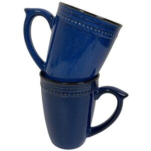 Cuisinart Jenna Blue Stoneware Set of 2 Coffee Mugs‎ Speckled Rustic Farmhouse